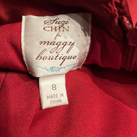 Suzy Chin for Maggy Boutique red satin dress - Picture 6 of 6